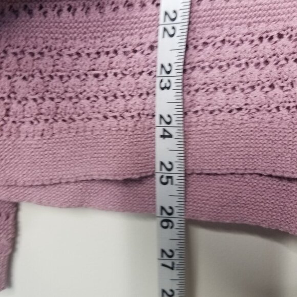J Jill Small Mauve Open Knit Crochet Sweater Top Coastal Textured Boho Granny - Picture 11 of 12